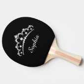 Raquette De Ping Pong Couronne de diamant blanc, nom de script DIY, noir (Côté)