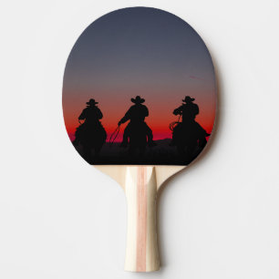 Raquette De Ping Pong cow-boy au coucher du soleil