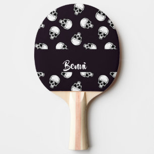 Raquette De Ping Pong Crâne blanc sur motif violet
