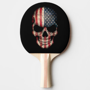 Raquette De Ping Pong Crâne de drapeau américain