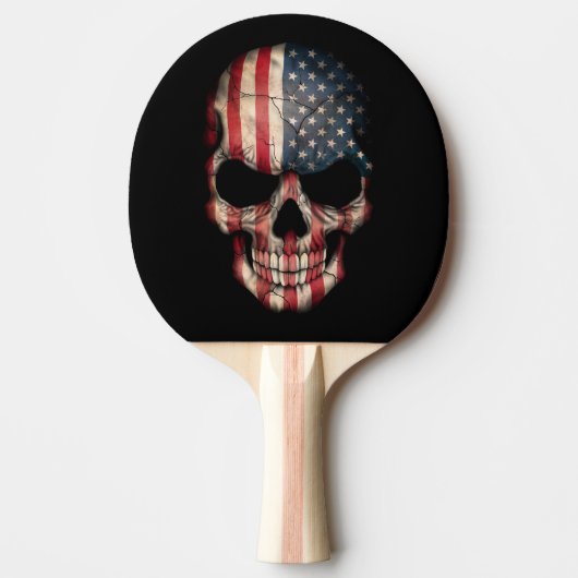 Raquette De Ping Pong Crâne de drapeau américain (Devant)