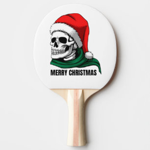 Raquette De Ping Pong Crâne de Noël gothique avec chapeau de Père Noël –
