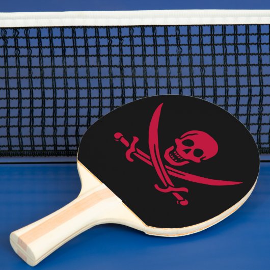 Raquette De Ping Pong Crâne et épées de Crimson Drapeau pirate de Calico (Insitu)