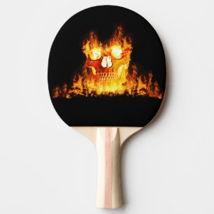 Raquette De Ping Pong Crâne flamme feu Goth Squelette