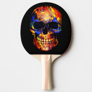 RAQUETTE DE PING PONG CRÂNE PEINTURE NÉON ABSTRAITE