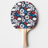 Raquette De Ping Pong Crânes à fleurs rouges et blanches (Devant)