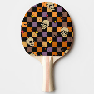 Raquette De Ping Pong Crânes et chauves-souris d'Halloween 