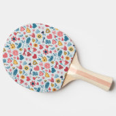 Raquette De Ping Pong Crayon Pastel Coeur & Fleurs (Côté)