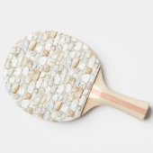 Raquette De Ping Pong Cream White Grey Faux Stones Red Roses (Côté)