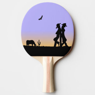 Raquette De Ping Pong Crépuscule sur la prairie de l'Ouest