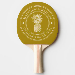 Raquette De Ping Pong Crête de mariage à l'ananas Desert Sage et noms
