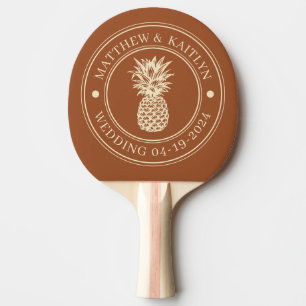 Raquette De Ping Pong Crête de mariage à l'ananas Desert Sun et noms