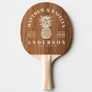 Raquette De Ping Pong Crête de mariage tropicale ananas en bois de chêne