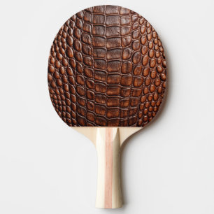 Raquette De Ping Pong Crocodile Brown Alligator Peau Faux Cuir Imprimer