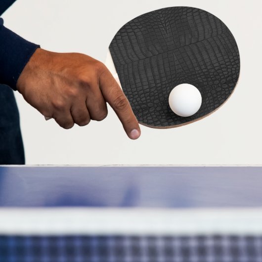 Raquette De Ping Pong Crocodile noir en cuir imprimé (Insitu)