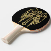 Raquette De Ping Pong Croix catholique d'or avec ailes (Devant Angle)