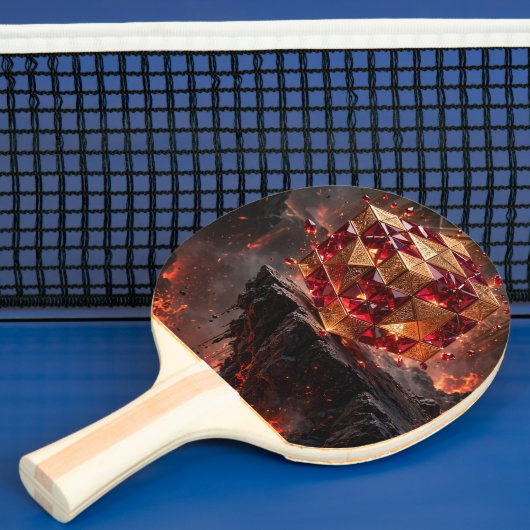 Raquette De Ping Pong Cube de joyaux sur le précipice volcanique (Insitu)