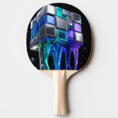Raquette De Ping Pong Cube de puzzle chromé futuriste (Dos)