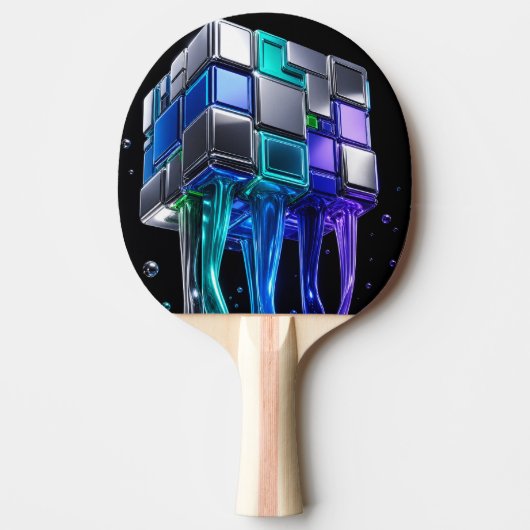 Raquette De Ping Pong Cube de puzzle chromé futuriste (Devant)