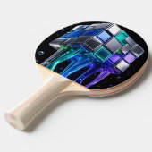 Raquette De Ping Pong Cube de puzzle chromé futuriste (Devant Angle)
