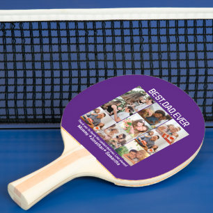 Raquette De Ping Pong Custom Best Papa Ever Fête des pères 9 Photo Colla