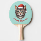 Raquette De Ping Pong Custom Cute Christmas Cat with Santa Hat (Devant)