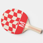 Raquette De Ping Pong Custom monogram elegant white red squares pattern (Côté)