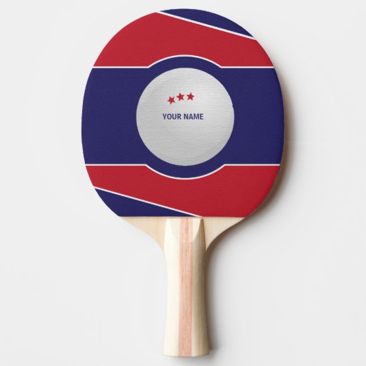 Raquette De Ping Pong Custom Ping Pong Paddle, Red and Blue Sporty. (Devant)