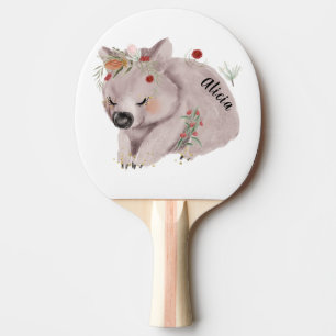 Raquette De Ping Pong Cute Baby Wombat Gold Speckle Nom personnalisé