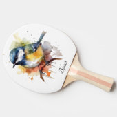Raquette De Ping Pong Cute Bluetit sur une branche, personnalisé (Côté)