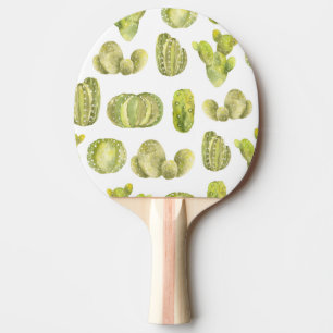 Raquette De Ping Pong Cute Cactus, Aquarelle Décor Sans Couleur.