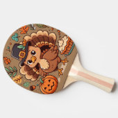 Raquette De Ping Pong Cute caricature Thanksgiving dinde et citrouille (Côté)