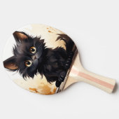 Raquette De Ping Pong Cute Chat noir et Fleurs (Côté)