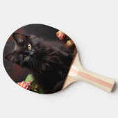 Raquette De Ping Pong Cute Chat noir et Fleurs (Côté)