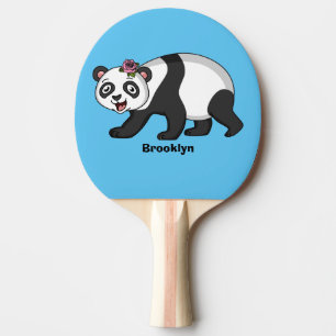 Raquette De Ping Pong Cute happy panda bear with flower cartoon
