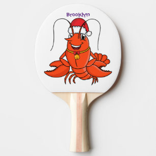 Raquette De Ping Pong Cute joyeux homard portant le dessin du casquette 