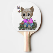 Raquette De Ping Pong Cute Kitty Chat et Papillon (Dos)