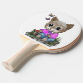 Raquette De Ping Pong Cute Kitty Chat et Papillon (Devant Angle)