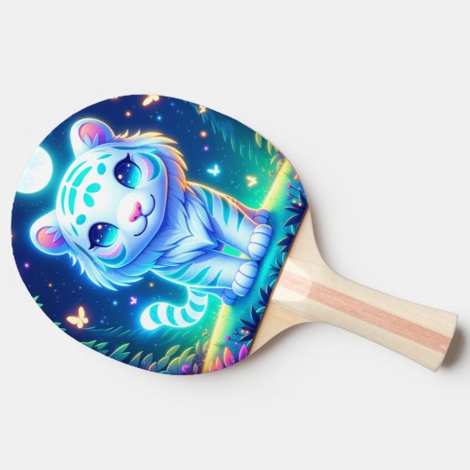 Raquette De Ping Pong Cute Llama / Tiger Holographique | (Côté)