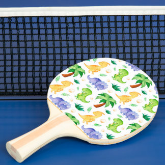 Raquette De Ping Pong Cute Neon Aquarelle Dinosaur Motif