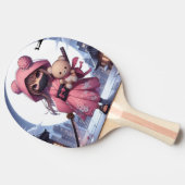 Raquette De Ping Pong Cute ninja guerrière fille & teddy (Côté)