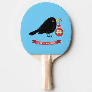 Raquette De Ping Pong Cute Noir Avec Balle De Noël