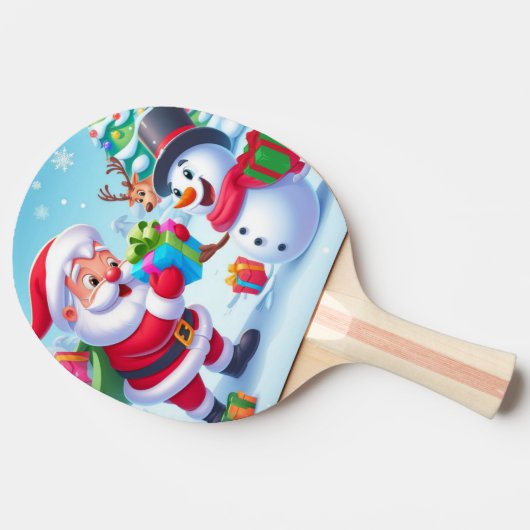 Raquette De Ping Pong Cute Père Noël et Snowman (Côté)