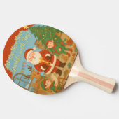 Raquette De Ping Pong Cute Santa & Elves New Year Holiday Card (Côté)