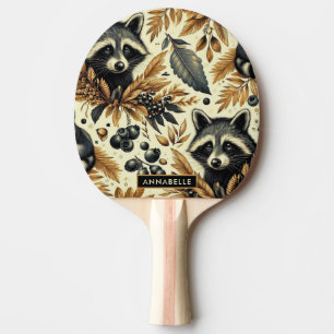 Raquette De Ping Pong Cute Vintage Racoon Motif
