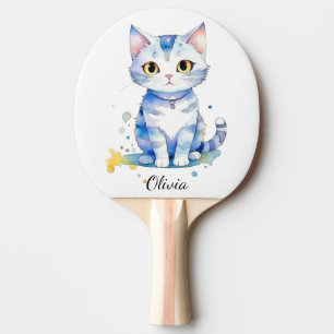 Raquette De Ping Pong Cute watercolor cat (chaton) design