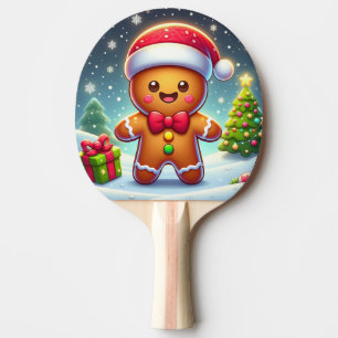 Raquette De Ping Pong Cute Whimsical Noël/homme en pain d'épices d'hiver