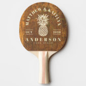 Raquette De Ping Pong Cutting Block Tropical Pineapple Wedding Crest (Dos)