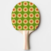 Raquette De Ping Pong Dahlia jaune motif floral sur vert (Devant)