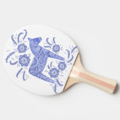 Raquette De Ping Pong Dala suédois Horse Indigo Blue Folk Art (Côté)